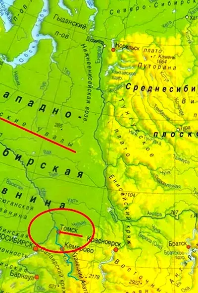 Анабарское плоскогорье на карте России