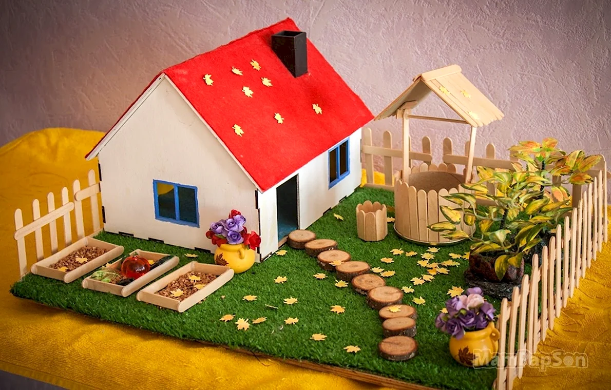 Макет домик в деревне для детского сада (70 фото)
